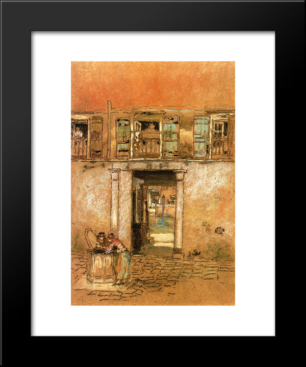 Courtyard And Canal 20x24 Black Modern Wood Framed Art Print Poster by Whistler, James McNeill