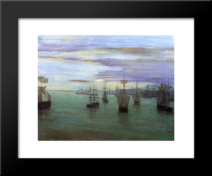 Crepuscule In Flesh Color And Green Valparaiso 20x24 Black Modern Wood Framed Art Print Poster by Whistler, James McNeill