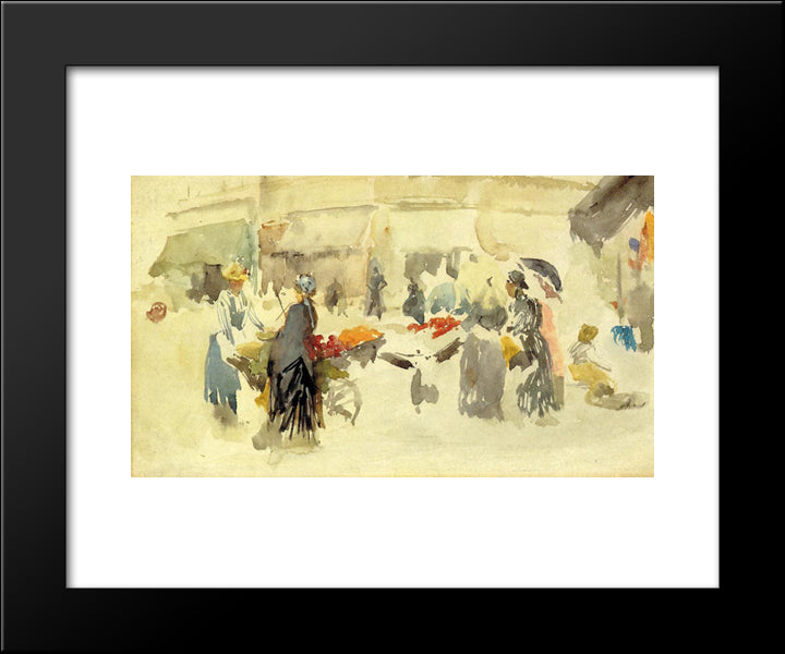 Flower Market 20x24 Black Modern Wood Framed Art Print Poster by Whistler, James McNeill