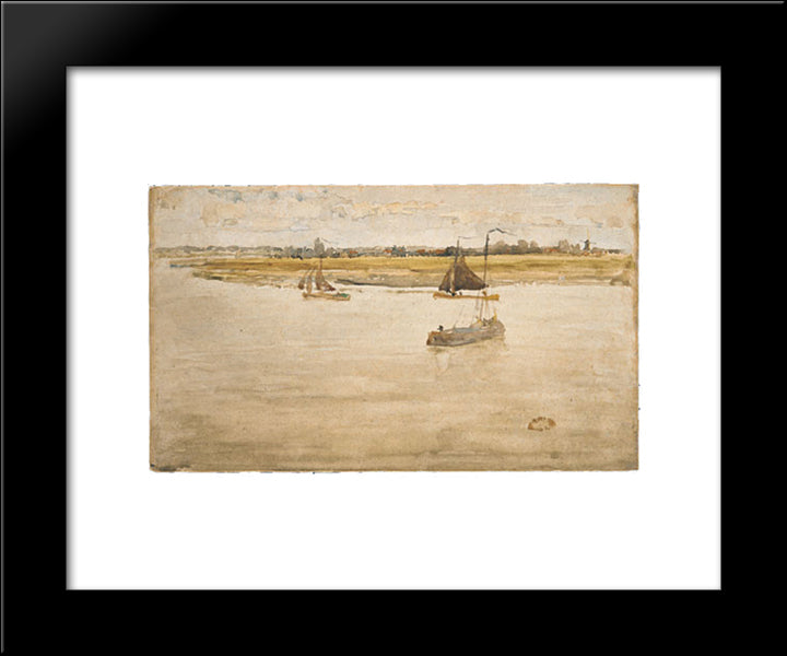 Gold And Brown Dordrecht 20x24 Black Modern Wood Framed Art Print Poster by Whistler, James McNeill