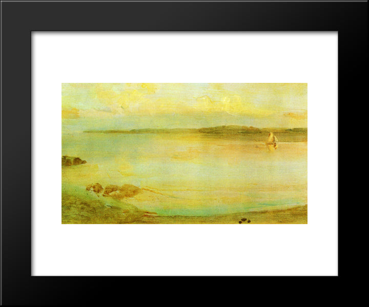 Gray And Gold - The Golden Bay 20x24 Black Modern Wood Framed Art Print Poster by Whistler, James McNeill