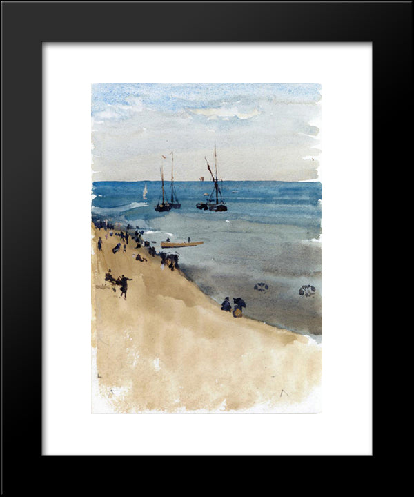 Green And Silver - The Bright Sea, Dieppe 20x24 Black Modern Wood Framed Art Print Poster by Whistler, James McNeill