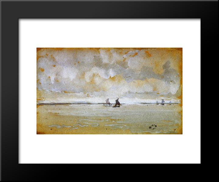 Grey Note - Mouth Of The Thames 20x24 Black Modern Wood Framed Art Print Poster by Whistler, James McNeill