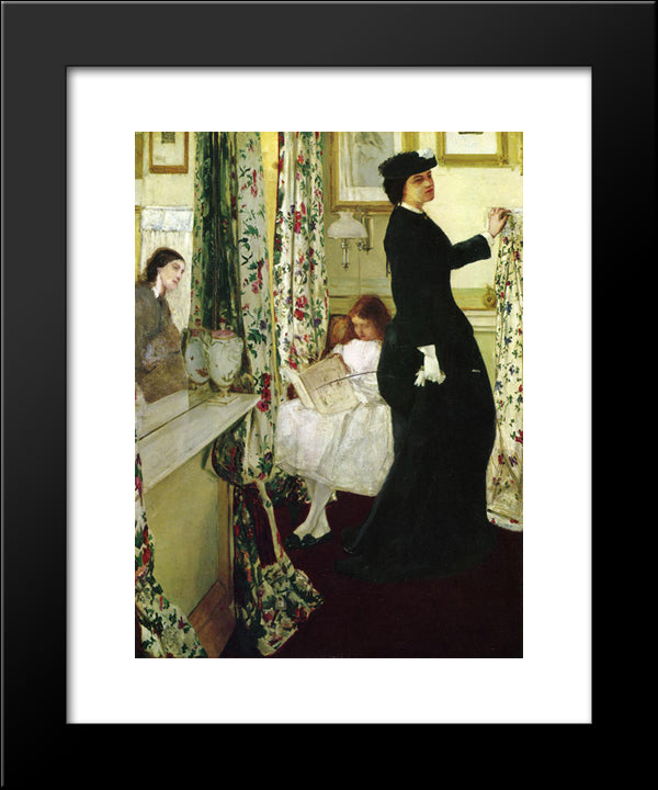 Harmony In Green And Rose The Music Room 20x24 Black Modern Wood Framed Art Print Poster by Whistler, James McNeill