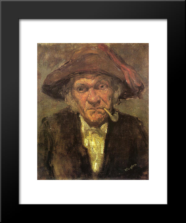 Man Smoking A Pipe 20x24 Black Modern Wood Framed Art Print Poster by Whistler, James McNeill