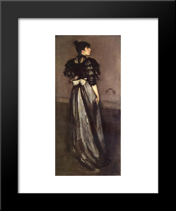 Mother Of Pearl And Silver The Andalusian 20x24 Black Modern Wood Framed Art Print Poster by Whistler, James McNeill