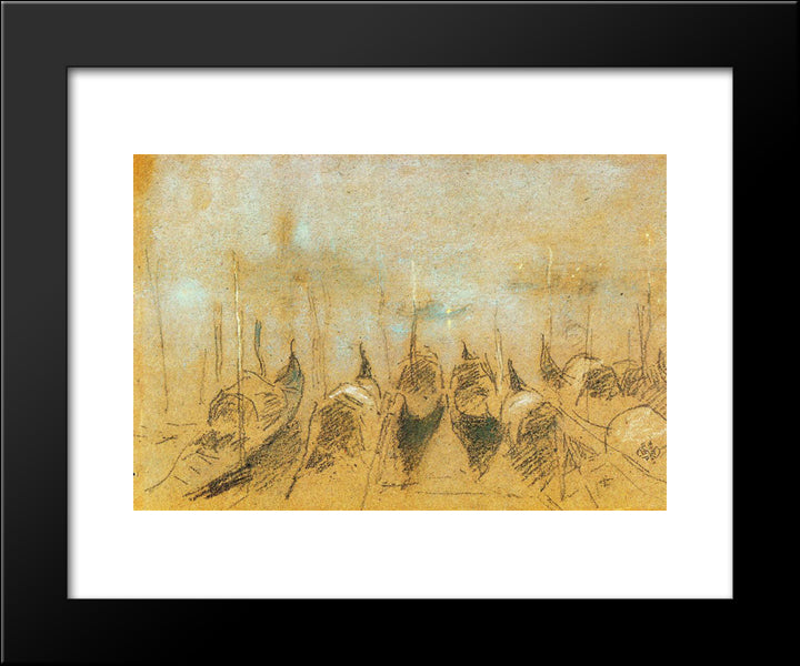 Nocturne, San Giorgio 20x24 Black Modern Wood Framed Art Print Poster by Whistler, James McNeill