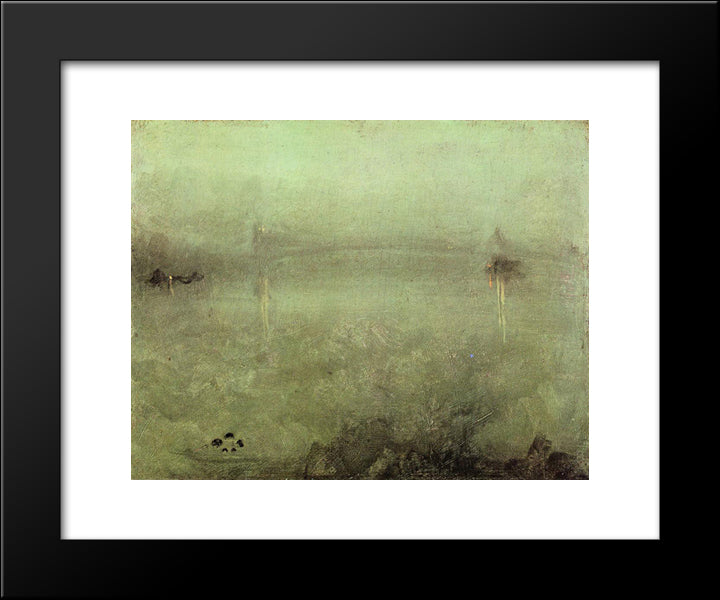 Nocturne - Silver And Opal 20x24 Black Modern Wood Framed Art Print Poster by Whistler, James McNeill