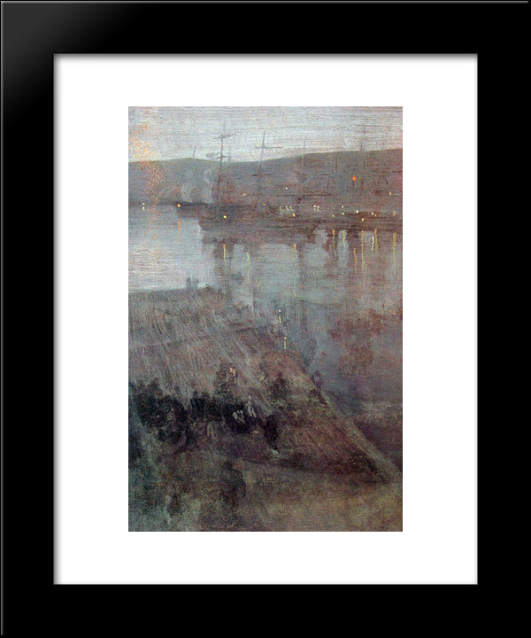 Nocturne In Blue And Gold Valparaiso Bay 20x24 Black Modern Wood Framed Art Print Poster by Whistler, James McNeill