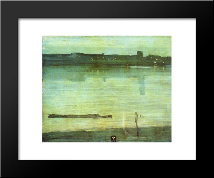 Nocturne In Blue And Green 20x24 Black Modern Wood Framed Art Print Poster by Whistler, James McNeill
