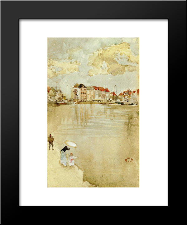 Note In Gold And Silver - Dordrecht 20x24 Black Modern Wood Framed Art Print Poster by Whistler, James McNeill