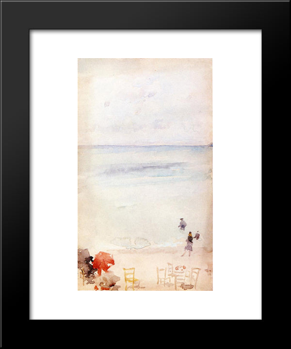 Note In Opal - The Sands, Dieppe 20x24 Black Modern Wood Framed Art Print Poster by Whistler, James McNeill