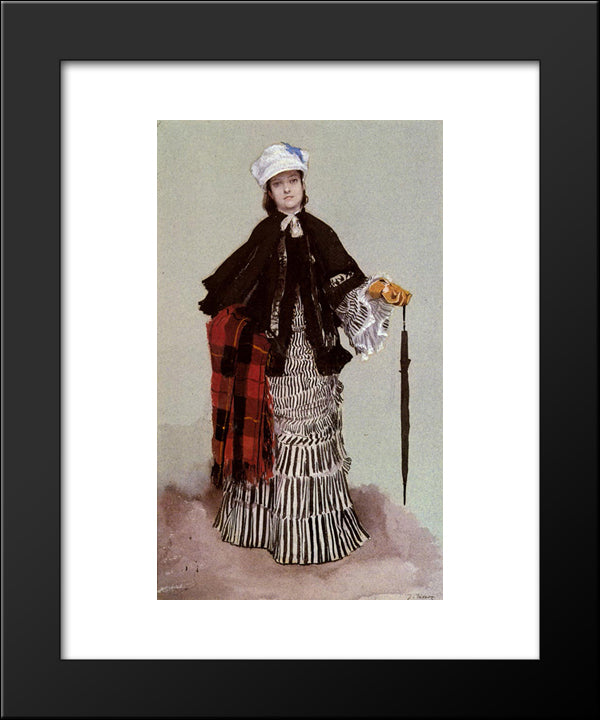 A Lady In A Black And White Dress 20x24 Black Modern Wood Framed Art Print Poster by Tissot, James