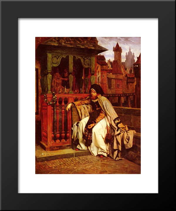 At Marguerite Rempart 20x24 Black Modern Wood Framed Art Print Poster by Tissot, James