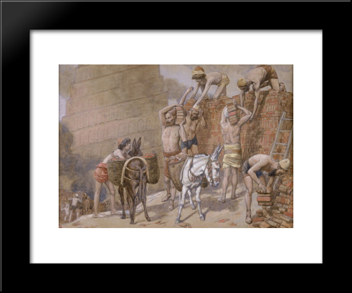 Building The Tower Of Babel 20x24 Black Modern Wood Framed Art Print Poster by Tissot, James