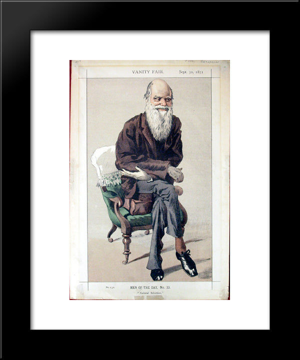 Caricature Of Charles Darwin From Vanity Fair Magazine 20x24 Black Modern Wood Framed Art Print Poster by Tissot, James