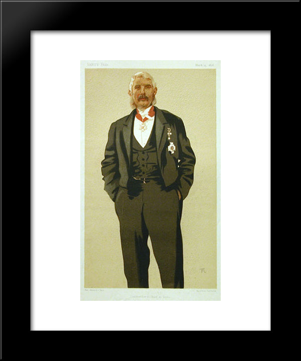 Caricature Of General Sir Frederick Paul Haines 20x24 Black Modern Wood Framed Art Print Poster by Tissot, James