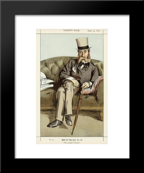 Caricature Of George Whyte Melville 20x24 Black Modern Wood Framed Art Print Poster by Tissot, James