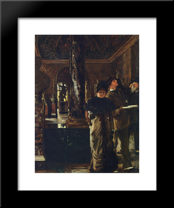 Foreign Visitors At The Louvre 20x24 Black Modern Wood Framed Art Print Poster by Tissot, James