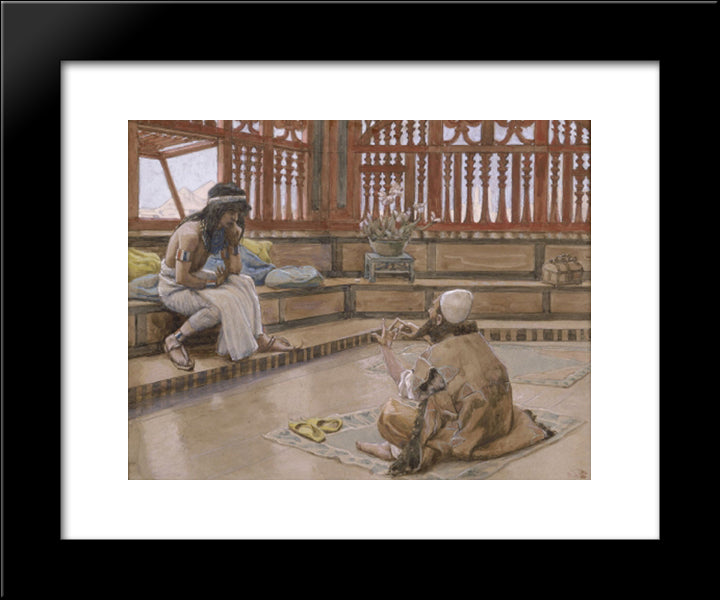 Joseph Converses With Judah, His Brother 20x24 Black Modern Wood Framed Art Print Poster by Tissot, James