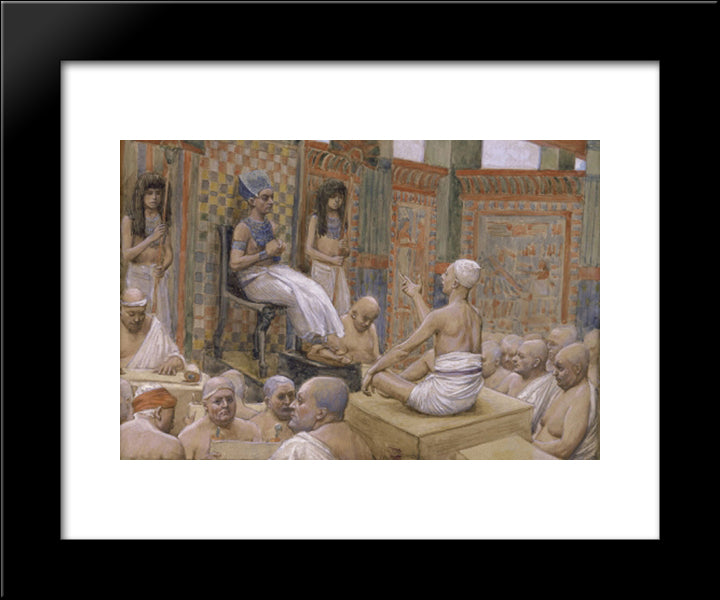 Joseph Interprets Pharaoh'S Dream 20x24 Black Modern Wood Framed Art Print Poster by Tissot, James