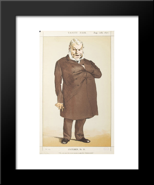 Statesmen No.910 Caricature Of Mr John Locke M.P. 20x24 Black Modern Wood Framed Art Print Poster by Tissot, James