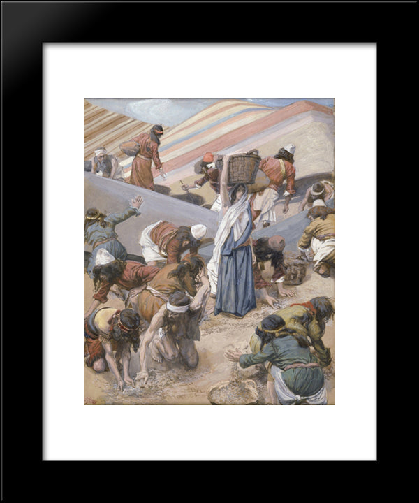 The Gathering Of The Manna 20x24 Black Modern Wood Framed Art Print Poster by Tissot, James