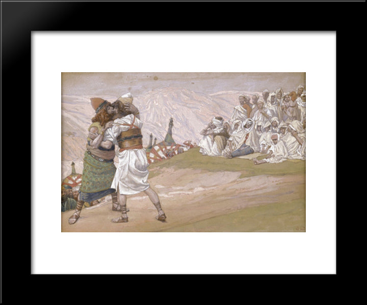 The Meeting Of Esau And Jacob 20x24 Black Modern Wood Framed Art Print Poster by Tissot, James