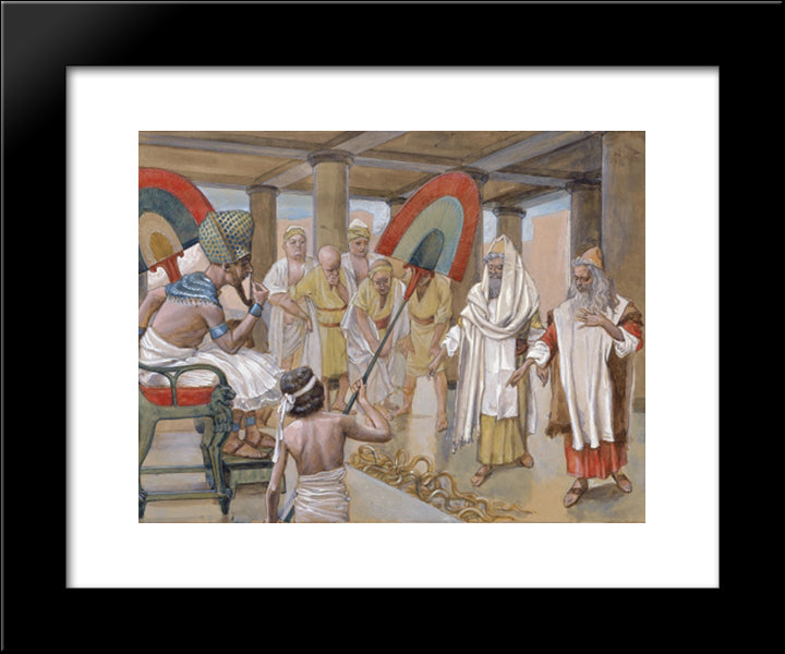 The Rod Of Aaron Devours The Other Rods 20x24 Black Modern Wood Framed Art Print Poster by Tissot, James