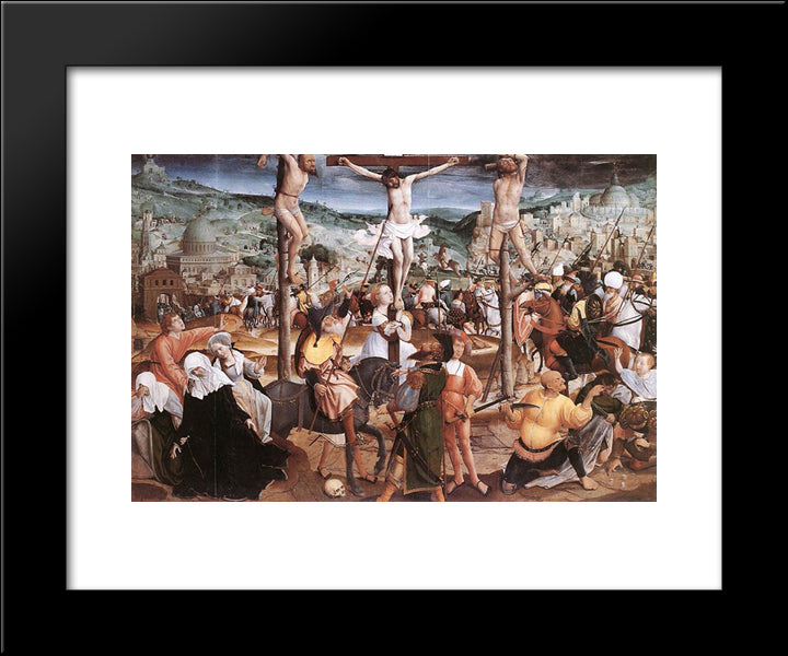 Crucifixion 20x24 Black Modern Wood Framed Art Print Poster by Provoost, Jan
