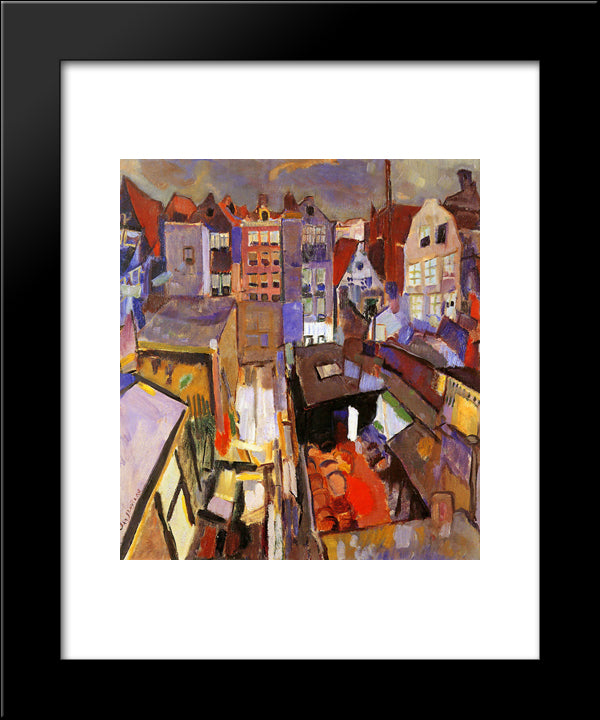 Houses In The Jordaan 20x24 Black Modern Wood Framed Art Print Poster by Sluyters, Jan