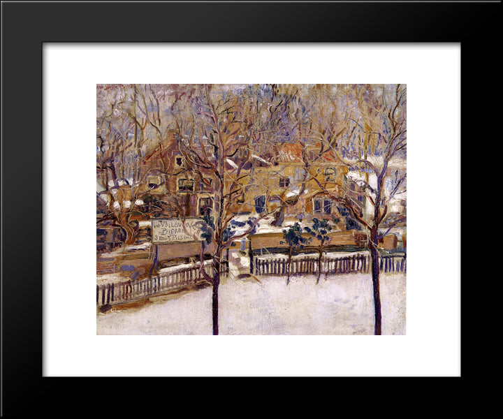 Houses In The Snow Print 20x24 Black Modern Wood Framed Art Print Poster by Sluyters, Jan