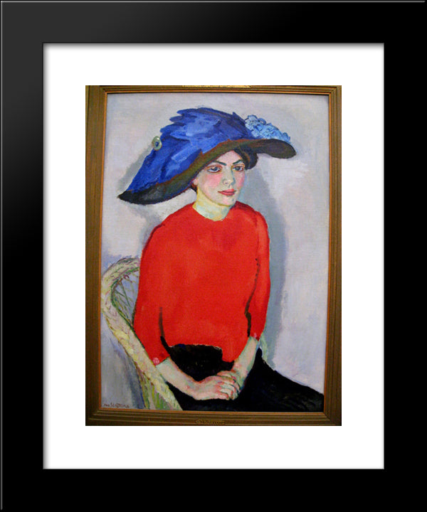 Portrait Of A Lady In Red 20x24 Black Modern Wood Framed Art Print Poster by Sluyters, Jan