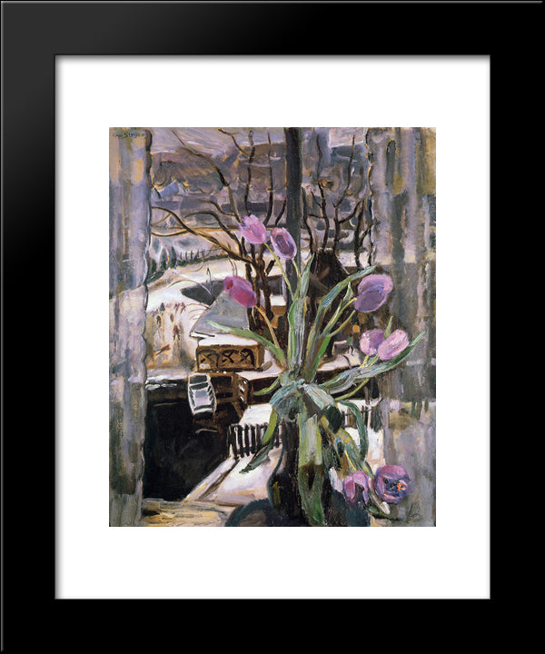 Still Life With Flowers 20x24 Black Modern Wood Framed Art Print Poster by Sluyters, Jan