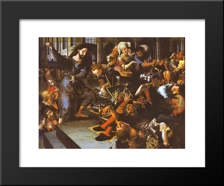 Christ Driving Merchants From The Temple 20x24 Black Modern Wood Framed Art Print Poster by Hemessen, Jan van