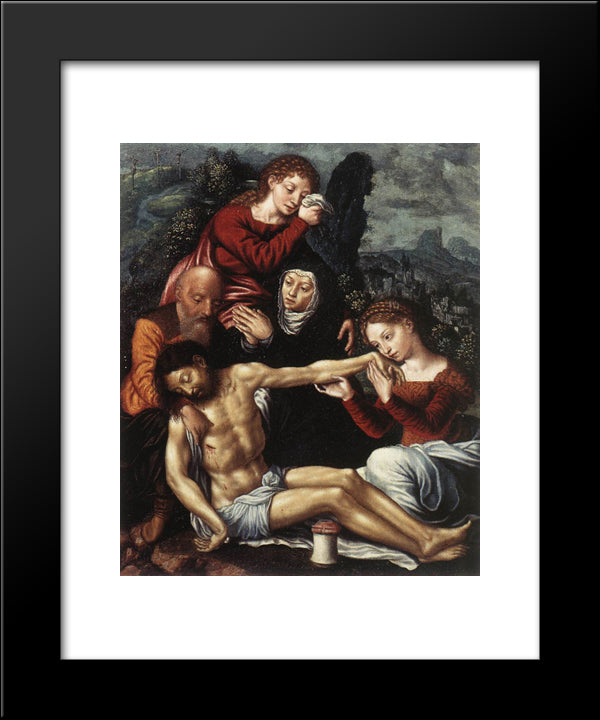 The Lamentation Of Christ 20x24 Black Modern Wood Framed Art Print Poster by Hemessen, Jan van