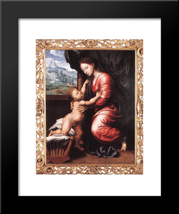 Virgin And Child 20x24 Black Modern Wood Framed Art Print Poster by Hemessen, Jan van