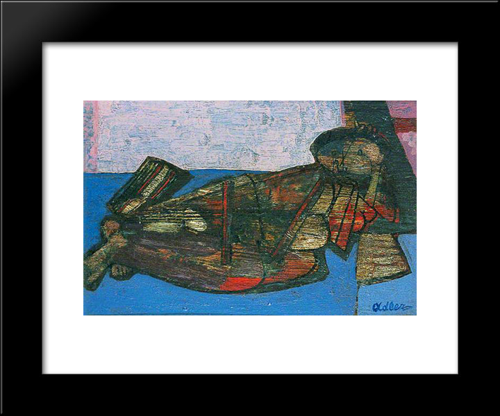 Reclining Nude 20x24 Black Modern Wood Framed Art Print Poster by Adler, Jankel