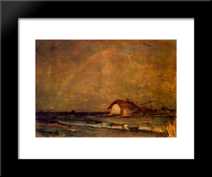 Farm On The Great Hungarian Plain 20x24 Black Modern Wood Framed Art Print Poster by Tornyai, Janos
