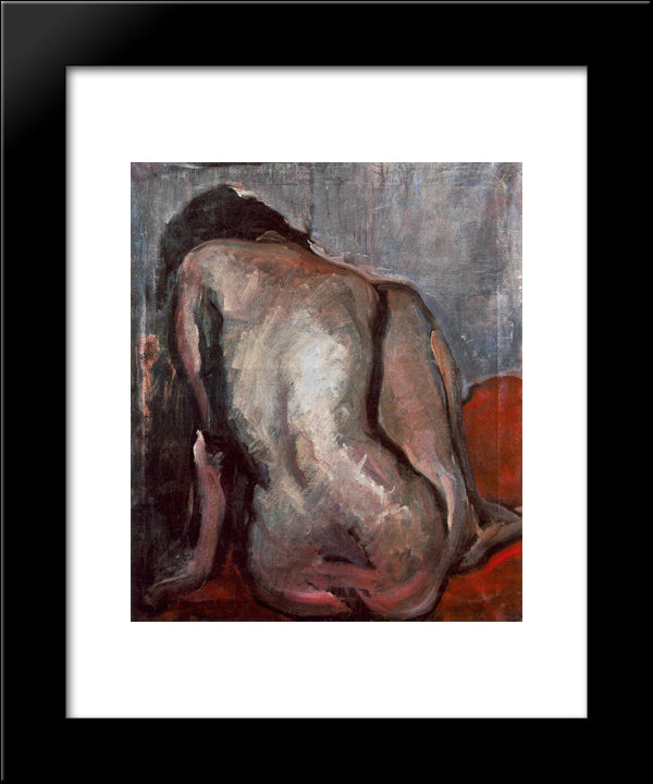 Sitting Nude From The Back 20x24 Black Modern Wood Framed Art Print Poster by Tornyai, Janos