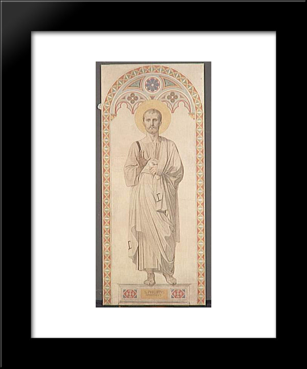Cardboard Window Of The Chapel Of St. Ferdinand. St. Philip The Apostle 20x24 Black Modern Wood Framed Art Print Poster by Ingres, Jean Auguste Dominique