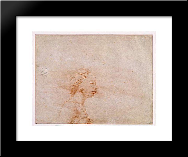 Female Bust In Profile To Right 20x24 Black Modern Wood Framed Art Print Poster by Ingres, Jean Auguste Dominique