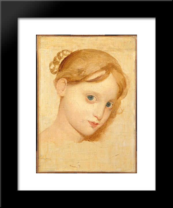 Head Of A Young Blond Girl With Blue Eyes (Laure-Zoega) 20x24 Black Modern Wood Framed Art Print Poster by Ingres, Jean Auguste Dominique