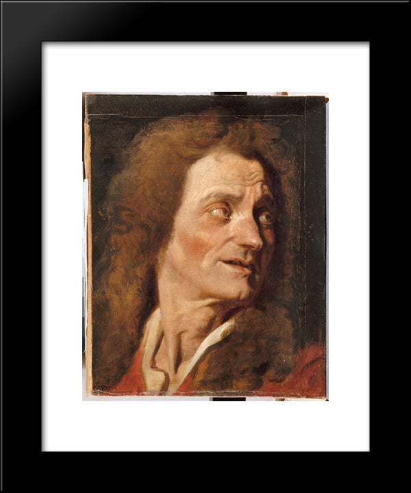Head Of Boileau 20x24 Black Modern Wood Framed Art Print Poster by Ingres, Jean Auguste Dominique