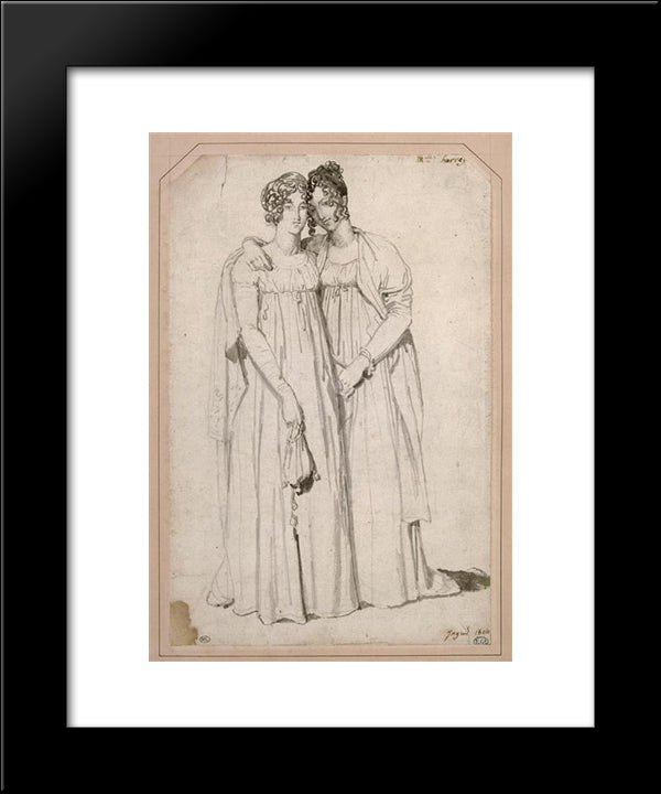 Henriette Harvey And Her Half Sister Elizabeth Norton 20x24 Black Modern Wood Framed Art Print Poster by Ingres, Jean Auguste Dominique