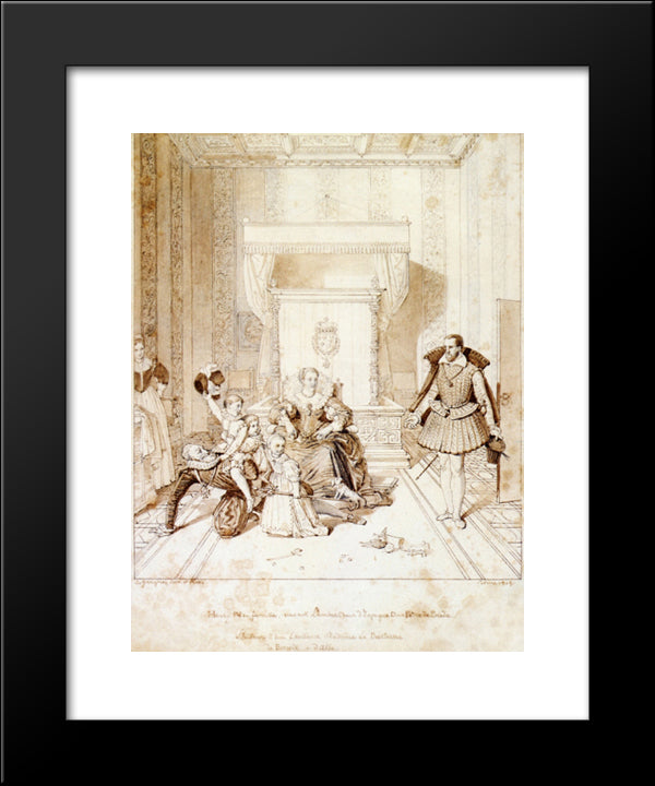 Henry Iv Playing With His Children 20x24 Black Modern Wood Framed Art Print Poster by Ingres, Jean Auguste Dominique