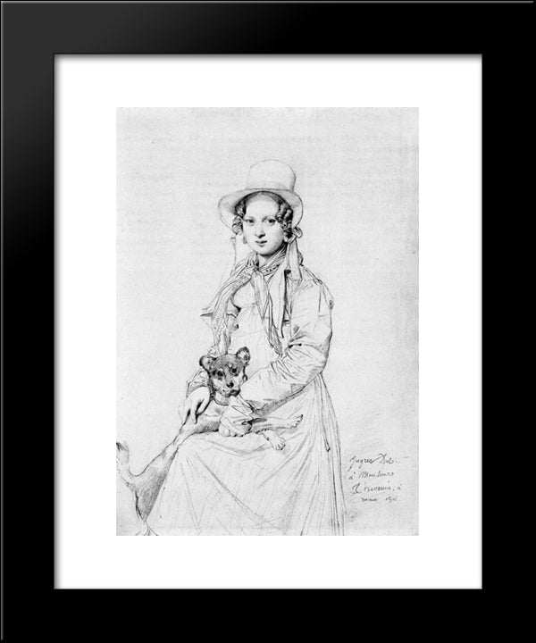 Mademoiselle Henriette Ursule Claire, Maybe Thevenin, And Her Dog Trim 20x24 Black Modern Wood Framed Art Print Poster by Ingres, Jean Auguste Dominique