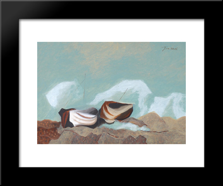 Boats 20x24 Black Modern Wood Framed Art Print Poster by Jean David