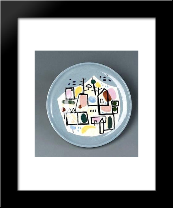 City Scape (Ceramic) 20x24 Black Modern Wood Framed Art Print Poster by Jean David