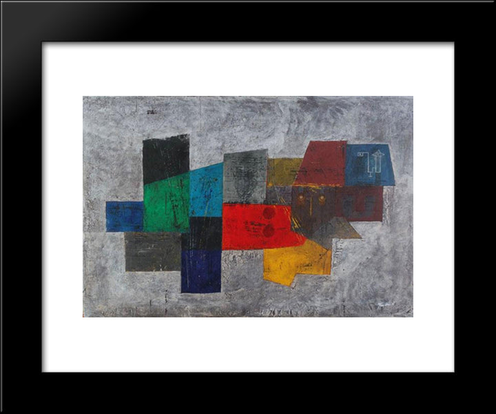 Cubes 20x24 Black Modern Wood Framed Art Print Poster by Jean David